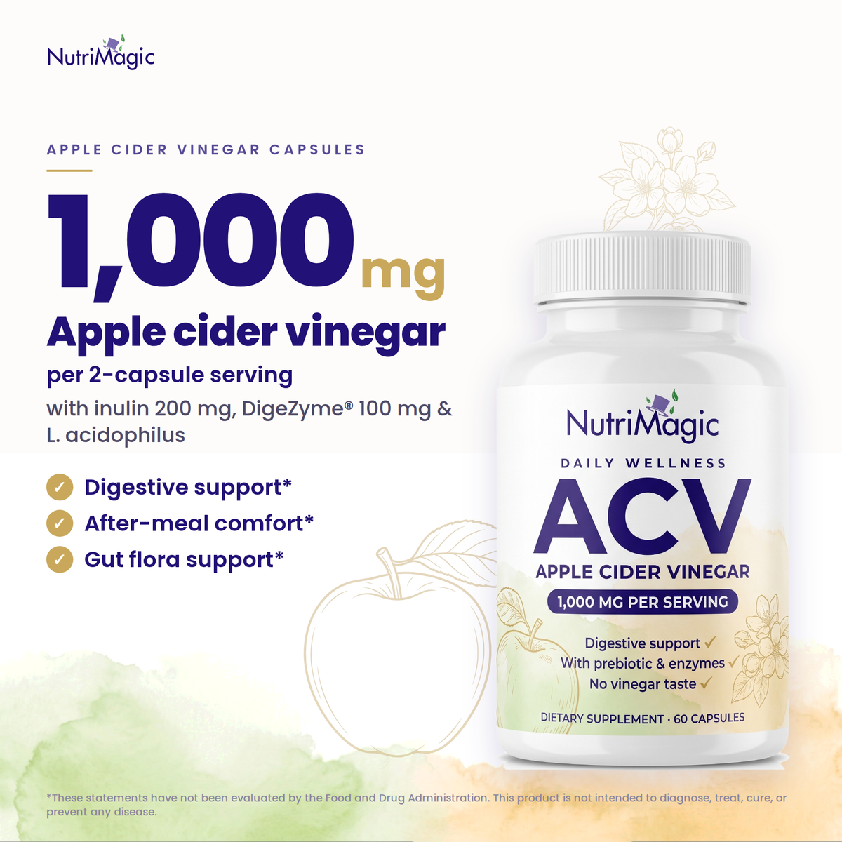 NutriMagic Apple Cider Vinegar Capsules — what people take it for and the key dose