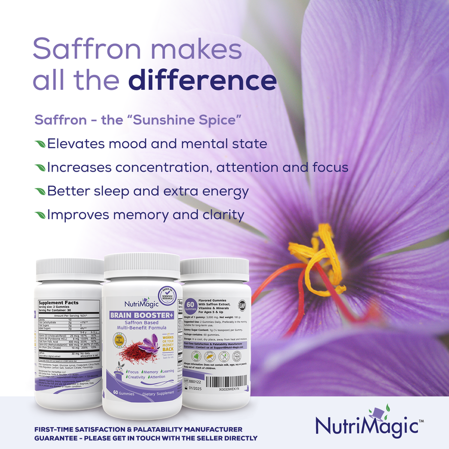 KIDS Brain Booster+ Saffron Based Nootropic & Multivitamin NutriMagic USA