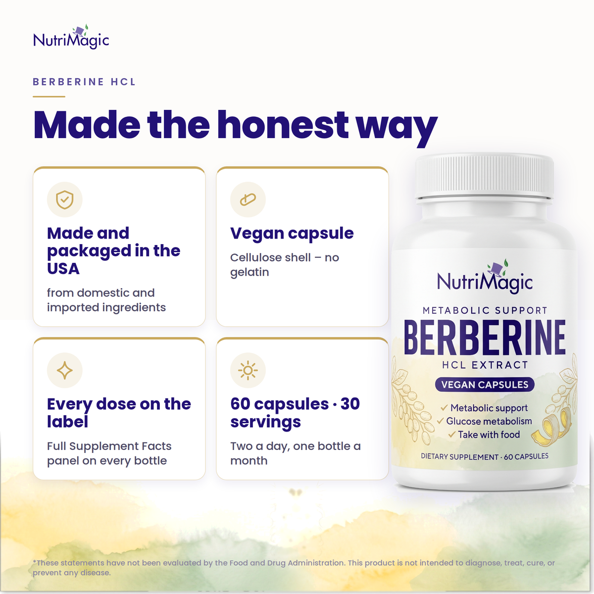 NutriMagic Berberine HCl — made the honest way — quality tiles