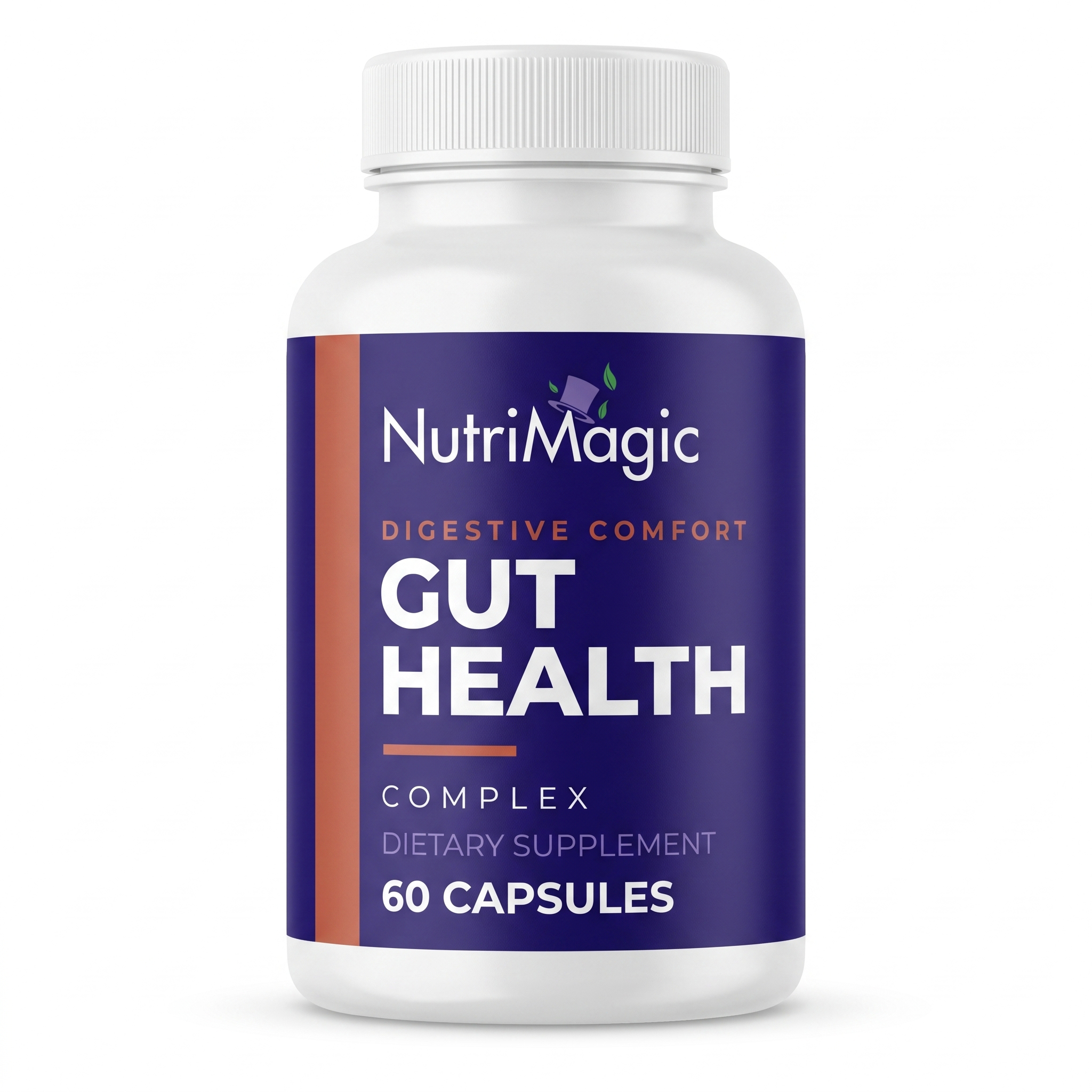 NutriMagic Gut Health Complex — 60 capsules, white bottle front view on white background