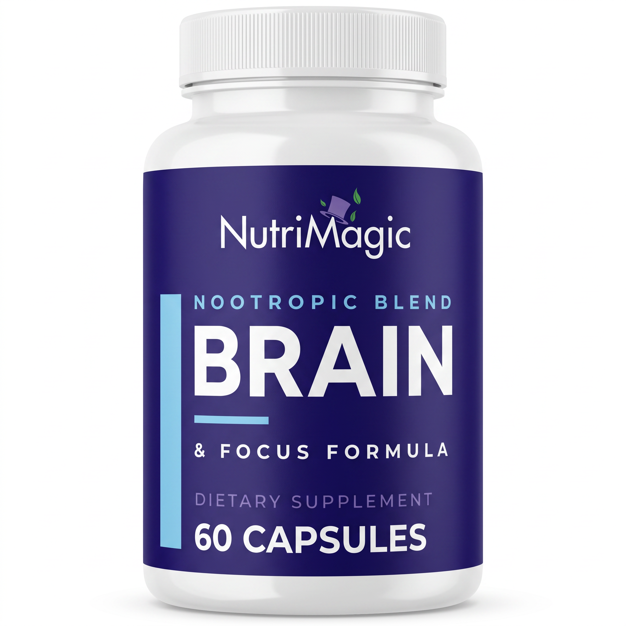NutriMagic Brain & Focus Formula — 60 capsules, white bottle front view on white background