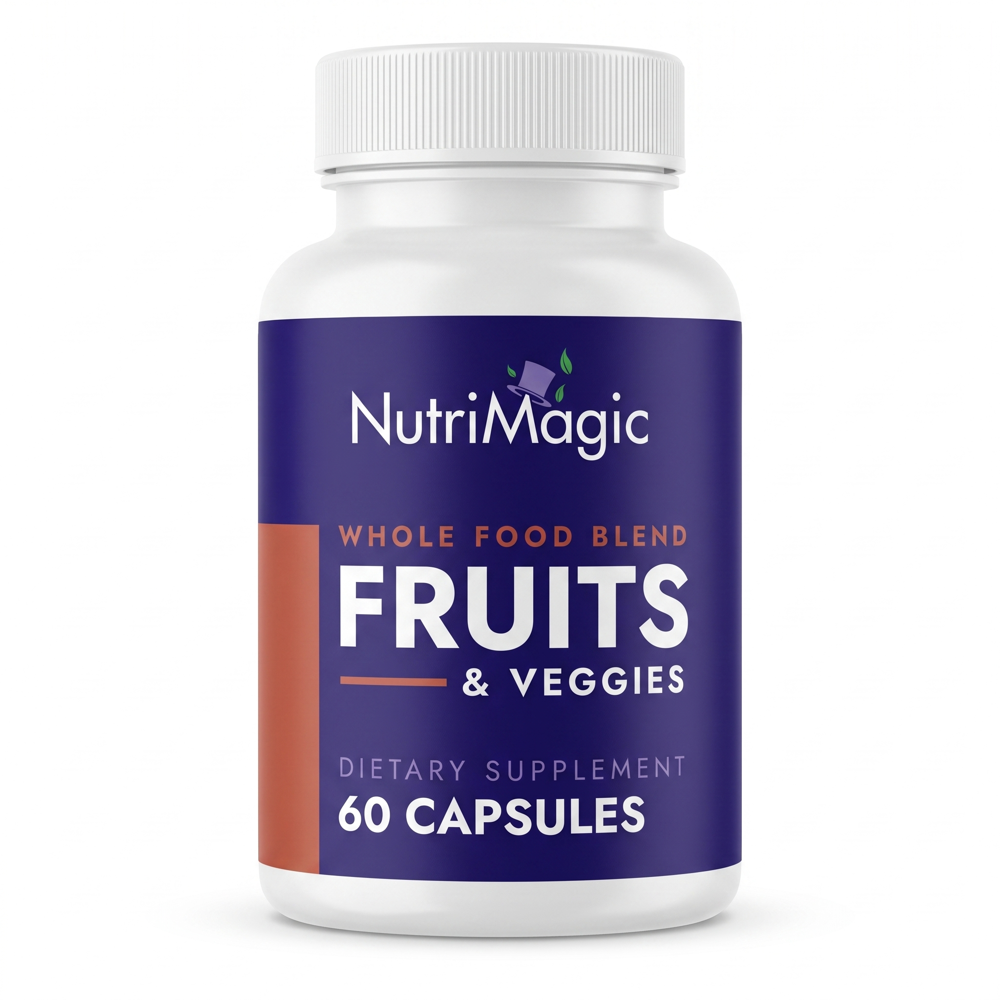 NutriMagic Fruits & Veggies — 60 capsules, white bottle front view on white background
