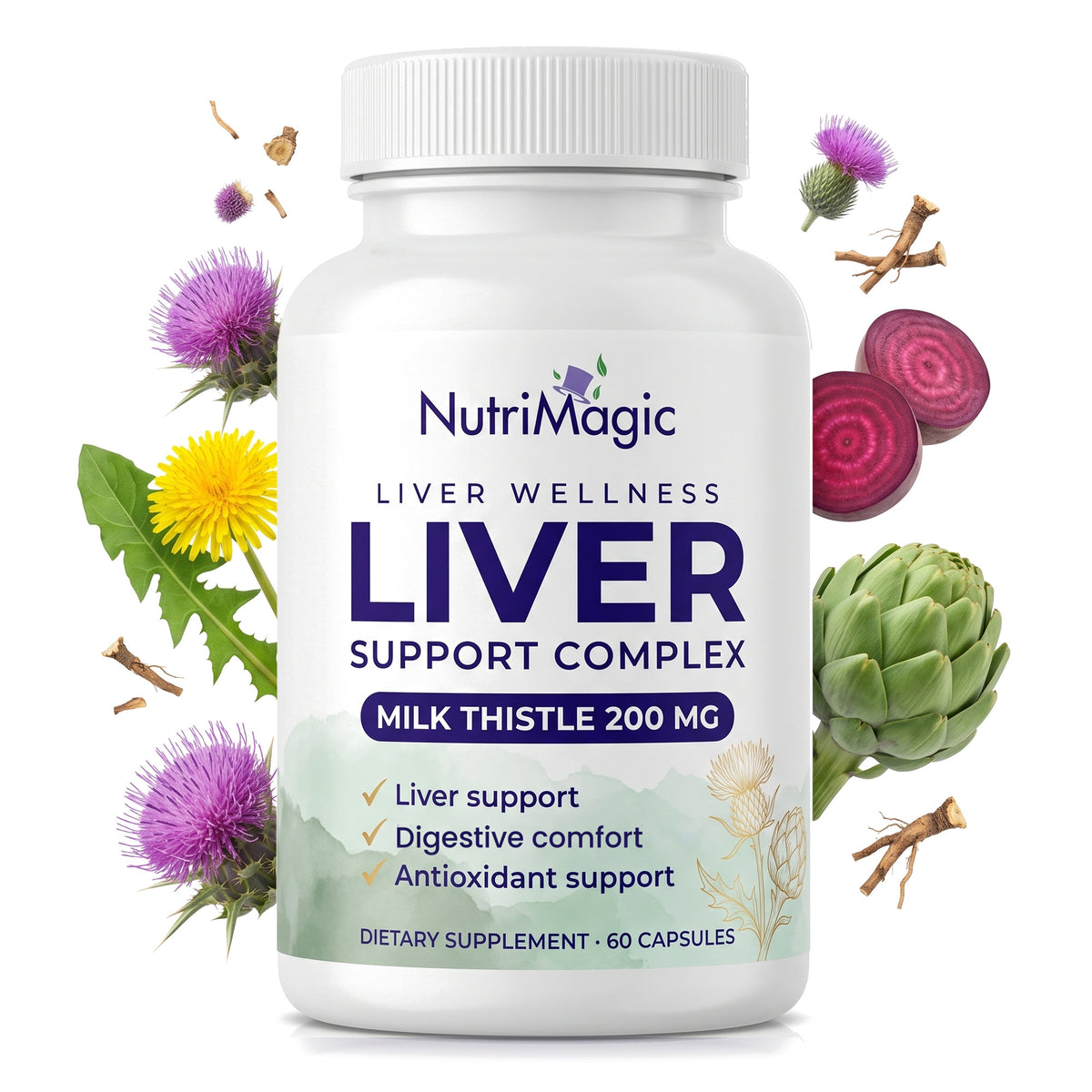NutriMagic Liver Support 60 capsules with milk thistle, artichoke, dandelion and beetroot